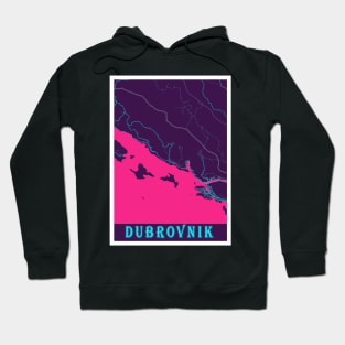 Dubrovnik Neon City Map Hoodie